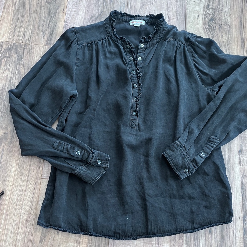 Black Ruffled Blouse M